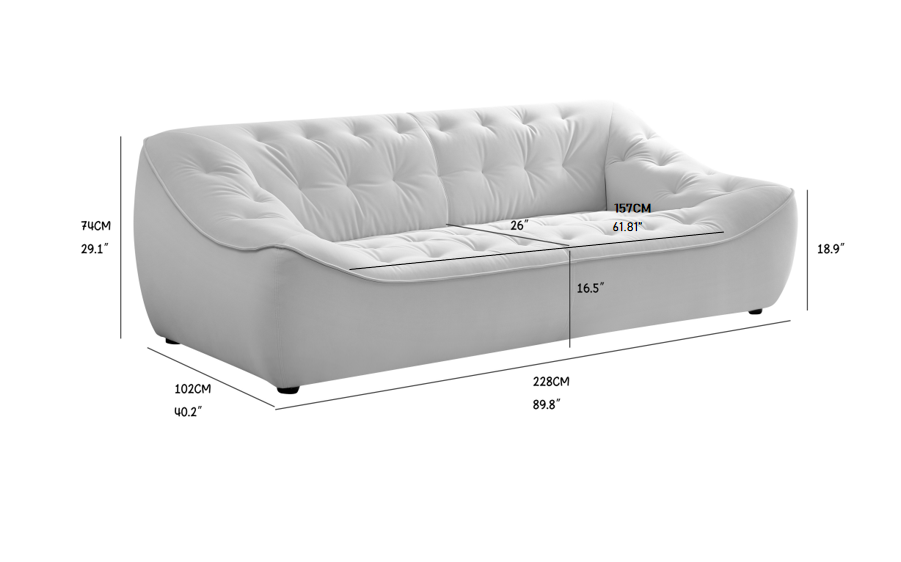 Wks10W White Sofa Withdurable Fabric, Solid Wood Frame, High Density Sponge Filler White Fabric 2 Seat