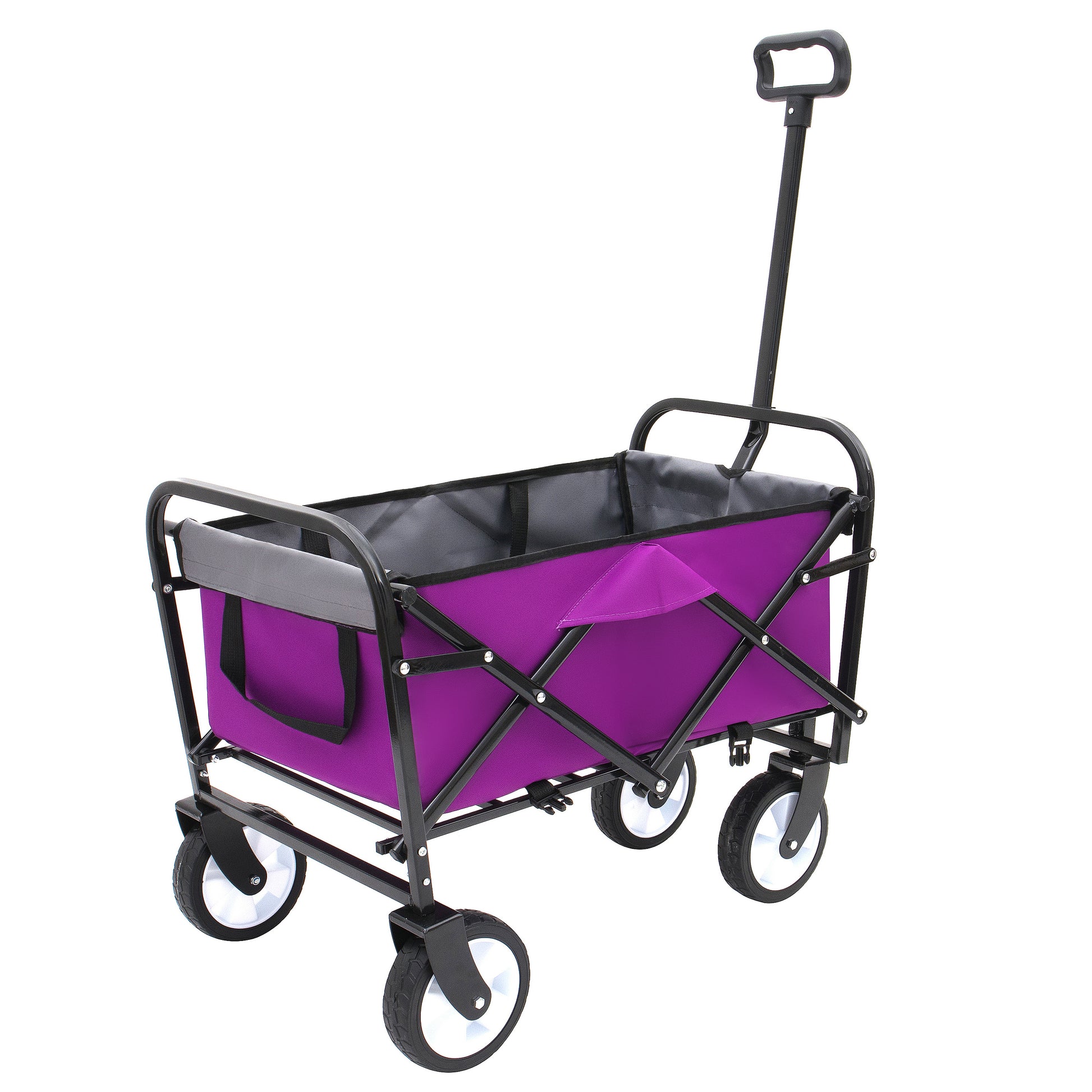 Minimeetall Strapcollapsible Foldable Wagon Cart With Strapping System Beach Wagonutility Cartutility Wagon Grocery Cart For Camping Shopping Sports Gardeing Fishing Supports 225Lbs Purple Purple