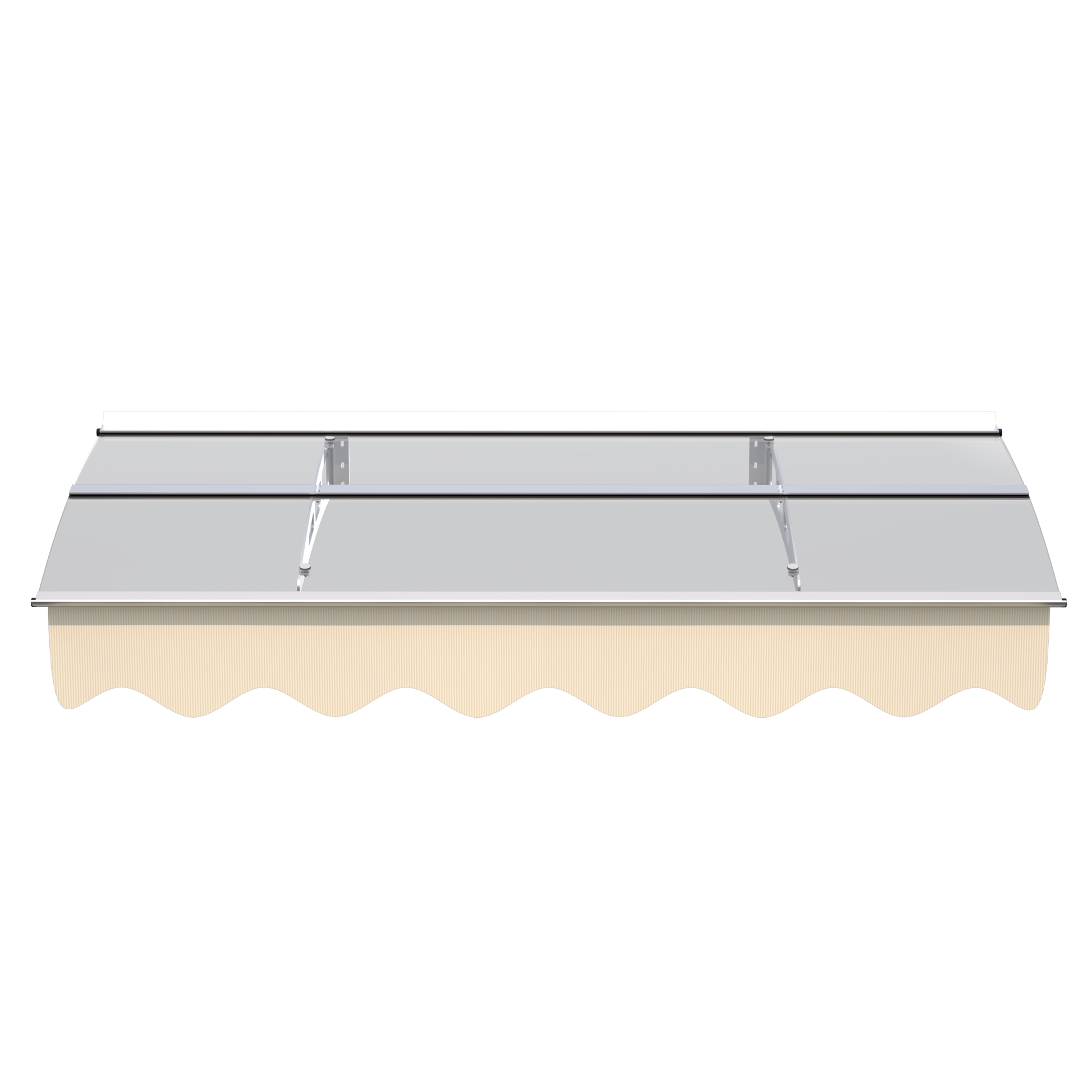 Da5934C Series Door Window Awning Canopy Made Of 0.137Inch Thick Crystal Solid Polycarbonate Sheet And Aluminum Alloy With Valance In Size Of 59" Wide X 34" Deep For Masonry Concrete Wall House Only. Silver Clear Square No Foundation Needed Garden &