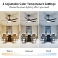 Modern Ceiling Fan With Light And Remote Control, 52 Inch Airflow Cool Airflow Warm, 5 Reversible Blades, Dimmable Led Light,For Living Room And Bedroom Black Modern Plywood