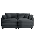 Corduroy Two Seater Sofa With 2 Footrest, 2 Seater Sofa With Ottoman For Small Living Spaces, Grey Corduroy Sofa Grey Corduroy 2 Seat