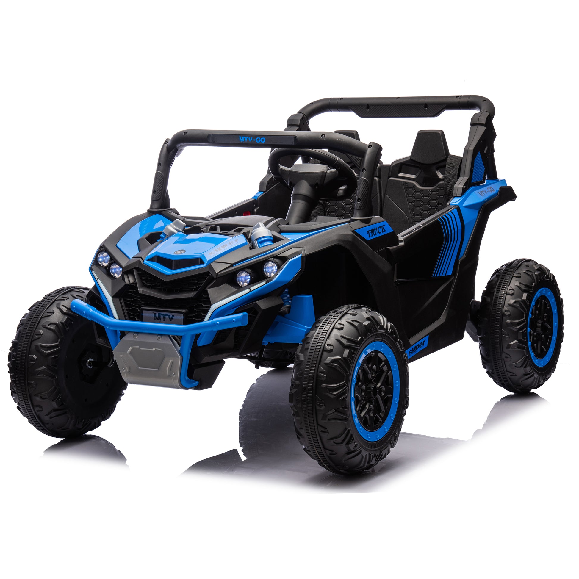 24V Two Seater Kids Ride On Utv W Parents Remote Control,Four Wheel Suspension,Slow Start,Large Wheel Design,Anti Collision Bar,Storage Space,Music,Usb,Bluetooth,Volume Control,Led Lights For Kids 3