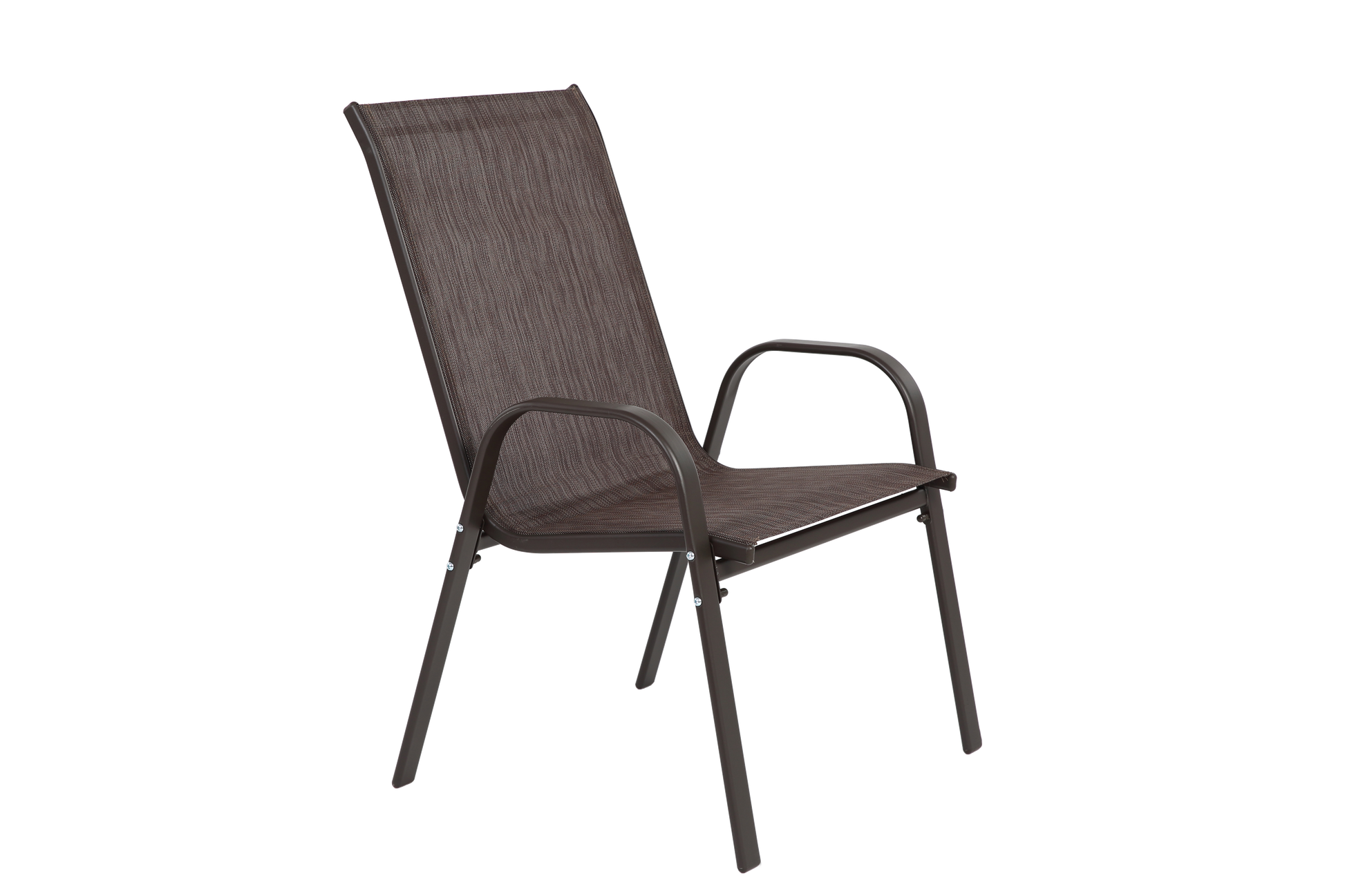 4 Piece Patio Chairs, Outdoor Camping Chairs Withtextilene Fabric, Set Of 2 Garden Chairs With Armrest High Backrest For Garden Patio Pool Beach Yard Space Saving Brown Brown Steel