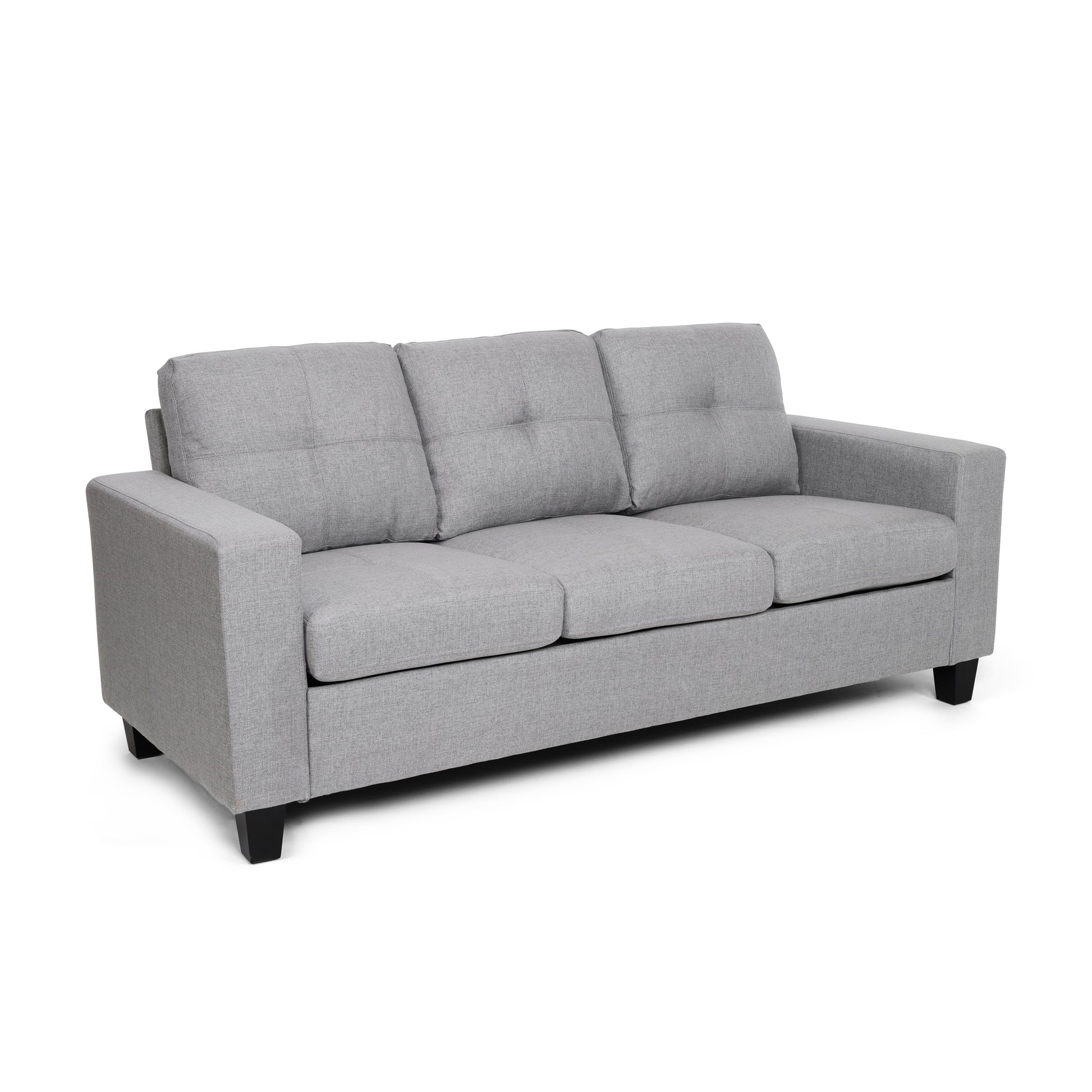 Viviana Three Seater Sofa With Wood Legs Grey Fabric