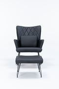 Rocking Chair, Glider Chair,Rocking Accent Chair With Lumbar Pillow And Ottoman For Nursery Living Room Bedroom Black Pu