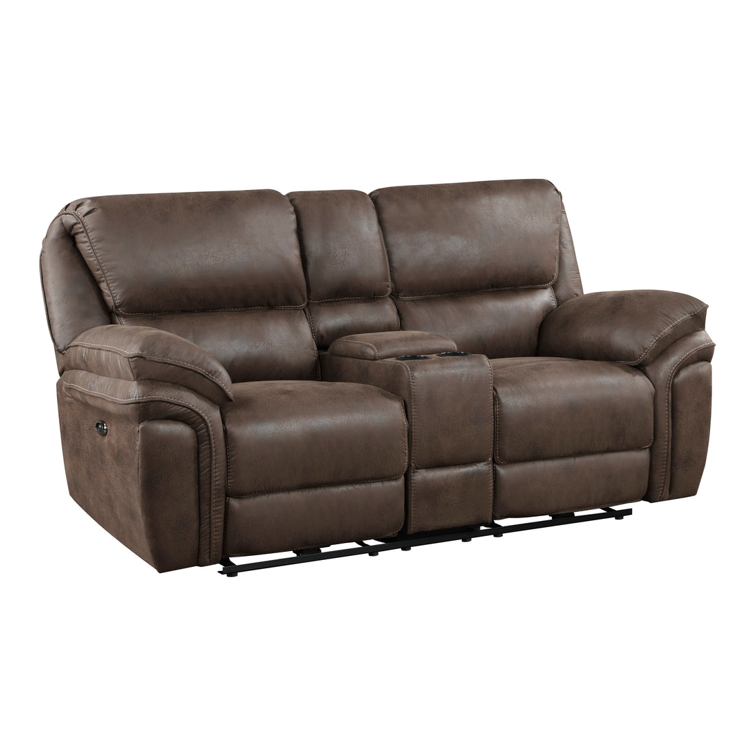 Plush Modern Design Living Room Power Reclining Loveseat Brown Microfiber Upholstery Usb Port Solid Wood Frame Furniture 1Pc Brown Microfiber Wood Primary Living Space Modern Plywood,Solid Wood