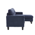 Velvet Sectional Couchl Shaped Sofa With Ottoman For Small Apartment Navy Velvet 3 Seat