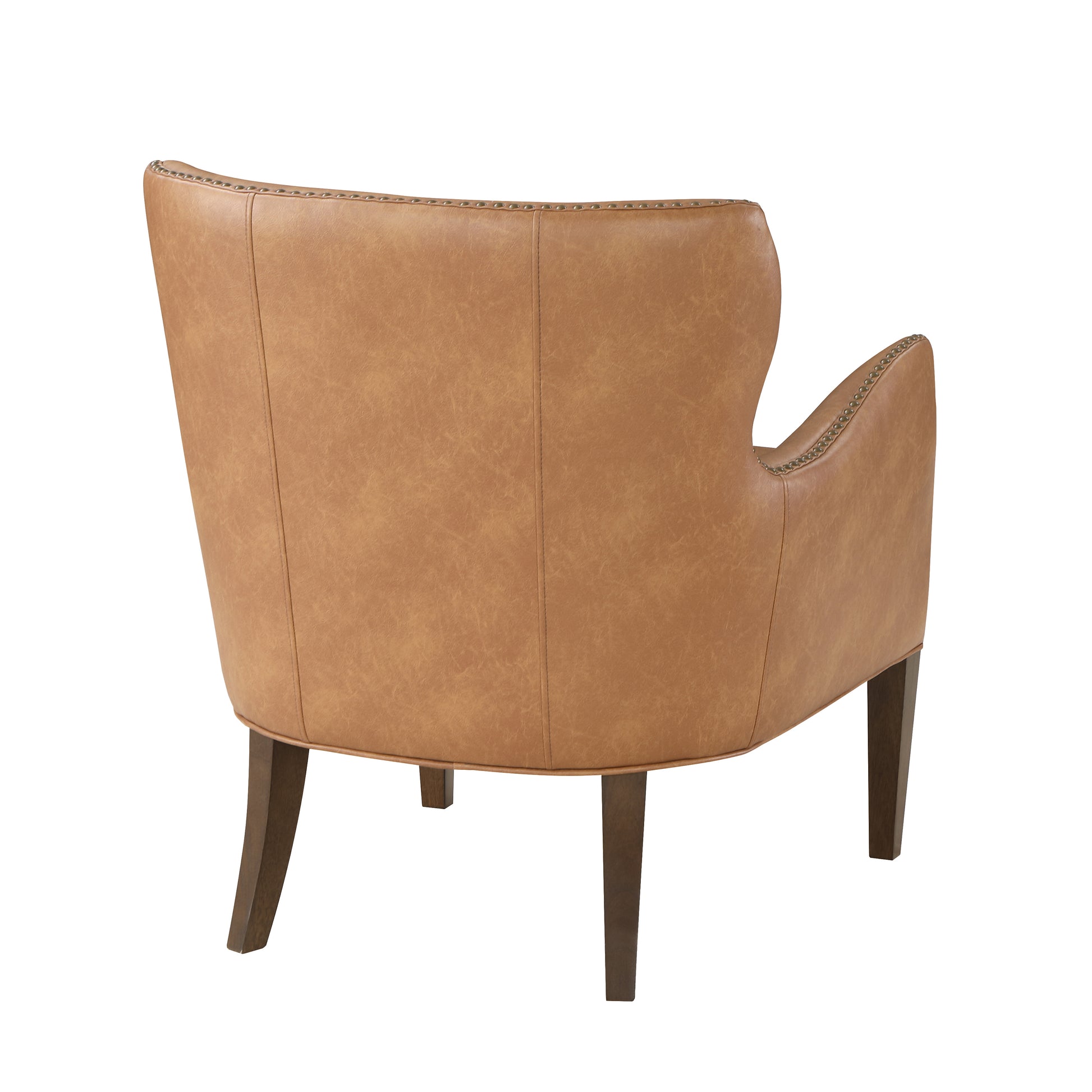 Daniela Saddle High Leg Slope Arm Chair Brown Foam Faux Leather