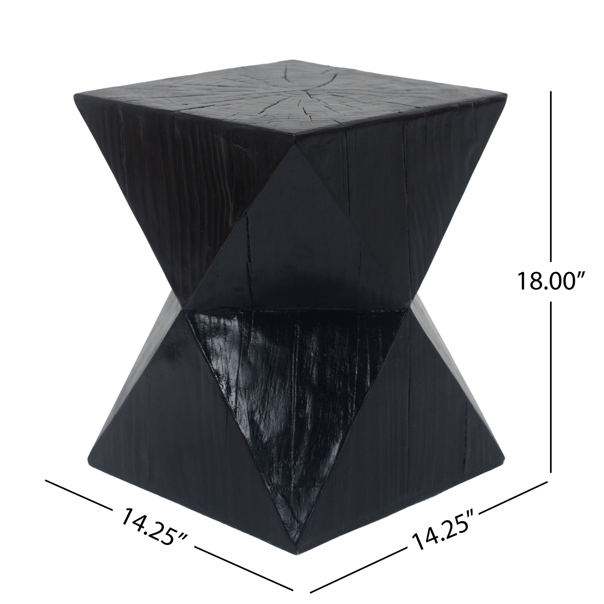 Prismatic Grain Symmetry Side Table Black Concrete