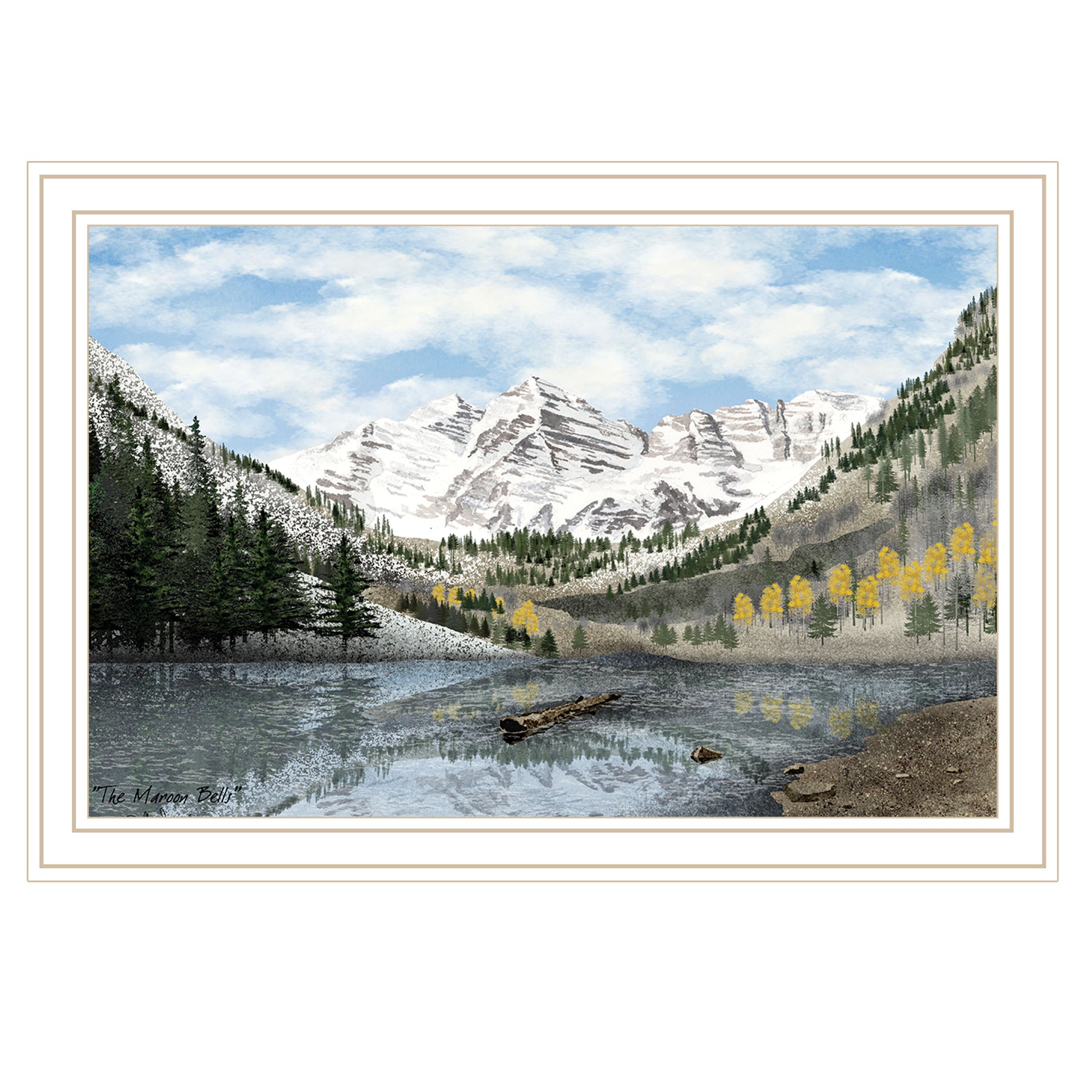 The Maroon Bells White Framed Wall Art For Living Room, Bedroom Wall Art Print For Home Decor By Billy Jacobs Multi Wood Paper