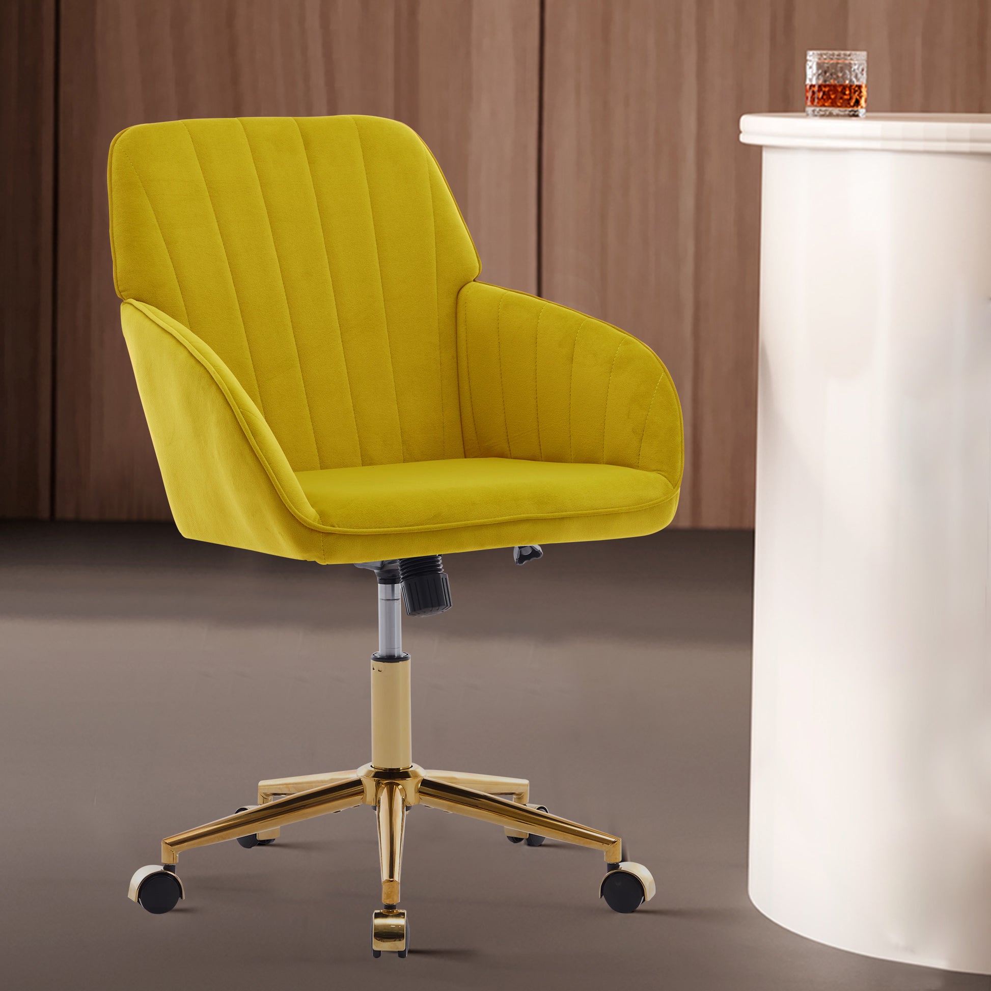 Ty Office Chair Bright Yellow Velvet