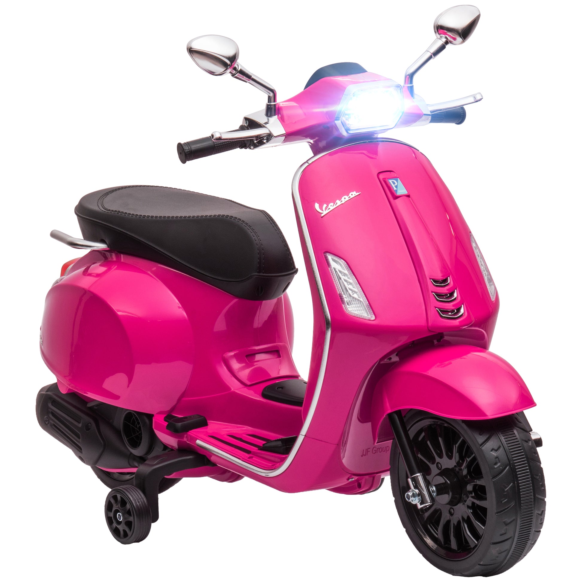 Qaba Vespa Licensed Electric Motorcycle For Kids, 6V Toddler Motorcycle, Battery Operated Motorbike For Kids With Music, Fm Radio, Headlight, Single Button Start For 3 6 Years, Pink Pink Plastic