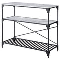 Black And Concrete 2 Shelf Kitchen Island Black Grey Kitchen Industrial Rectangular Stationary Kitchen Islands Wood Metal