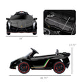 Aosom Lamborghini Veneno Licensed Kids Electric Car With Bluetooth, 12V Ride On Car With Butterfly Doors, Remote Control, Portable Battery, Suspension System, Horn, Songs, Lights, Black Black Plastic