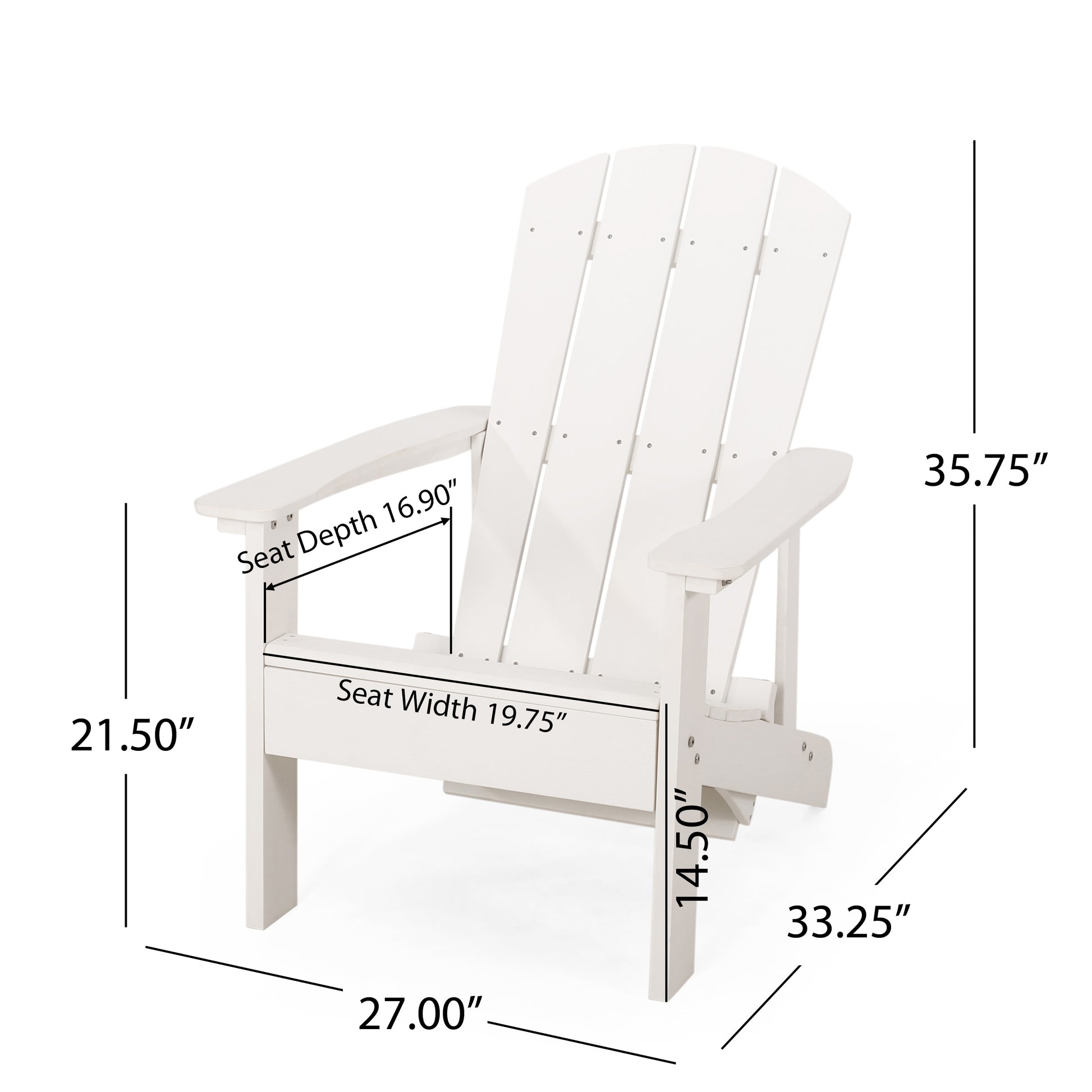 Hunter Adirondack Chair With Hideaway Ottoman White Wood