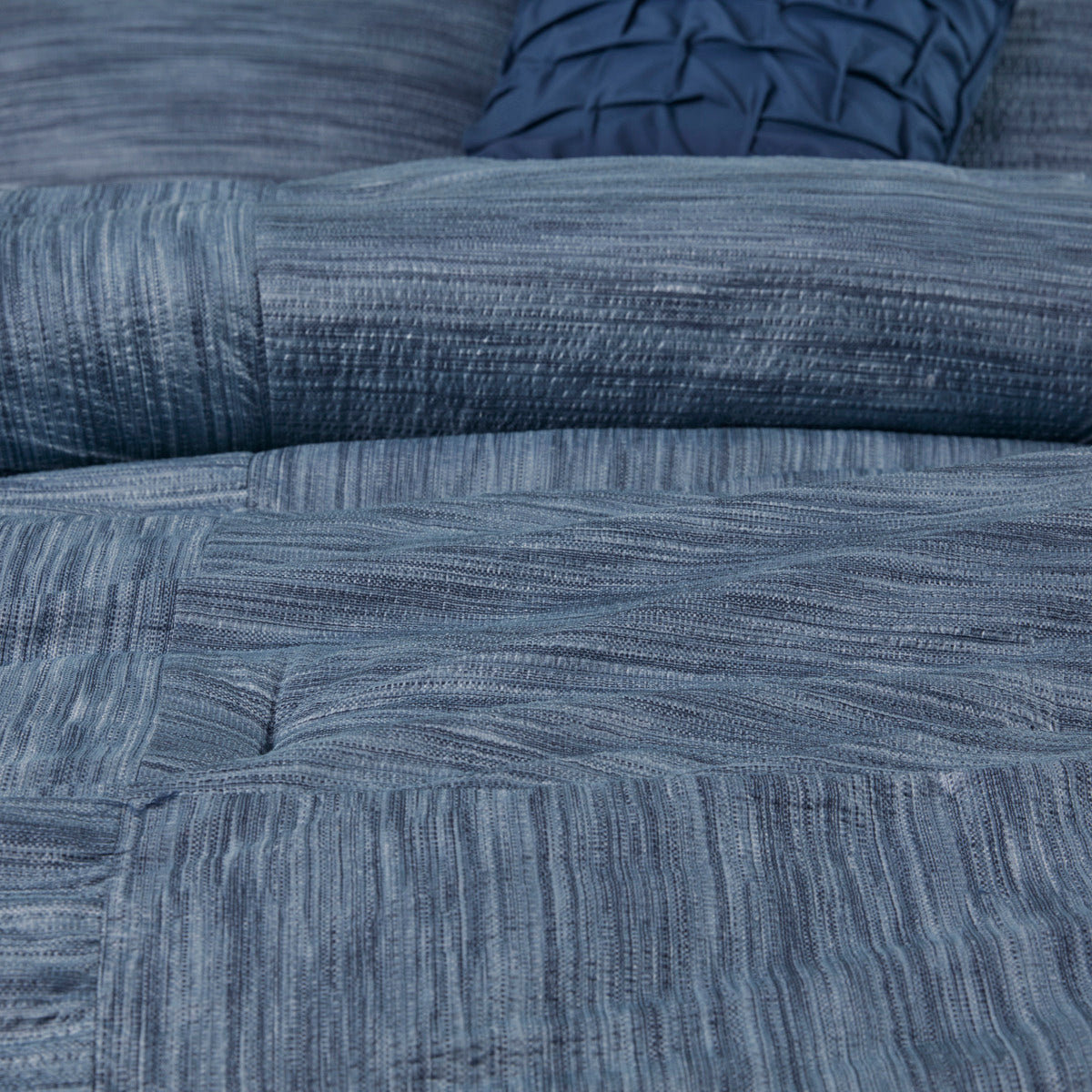 7 Piece Printed Seersucker Comforter Set Navy King King Navy Microfiber