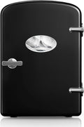 9 Cans Compact Mini Fridge, Warmer And Cooler Portable Refrigerator With Observation, Freon Free & Eco Friendly, 6L With Window, Black Black Polypropylene