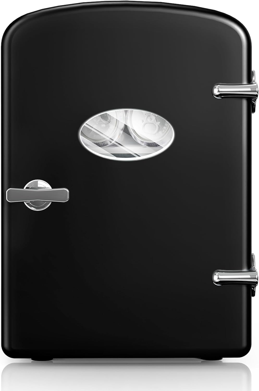 9 Cans Compact Mini Fridge, Warmer And Cooler Portable Refrigerator With Observation, Freon Free & Eco Friendly, 6L With Window, Black Black Polypropylene