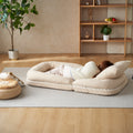 Triple Fold Down Sofa Bed Beige Metal Cotton Metal