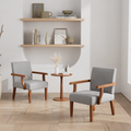 Fabric Accent Arm Chair Set Of 2 With Round Wood Table Light Gray Fabric