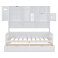 Twin Size Wooden Daybed With 2 Drawers, And All In One Cabinet And Shelf, White Twin White Wood