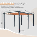 11 X 16 Ft Outdoor Living Outdoor Retractable Pergola With Weather Resistant Canopy Aluminum Garden Pergola Patio Grill Gazebo For Courtyard Khaki Khaki Rectangular Manual Uv Resistant Aluminum