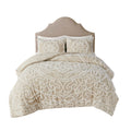 Tufted Cotton Chenille Medallion Comforter Set Taupe Full Queen Full Taupe Polyester