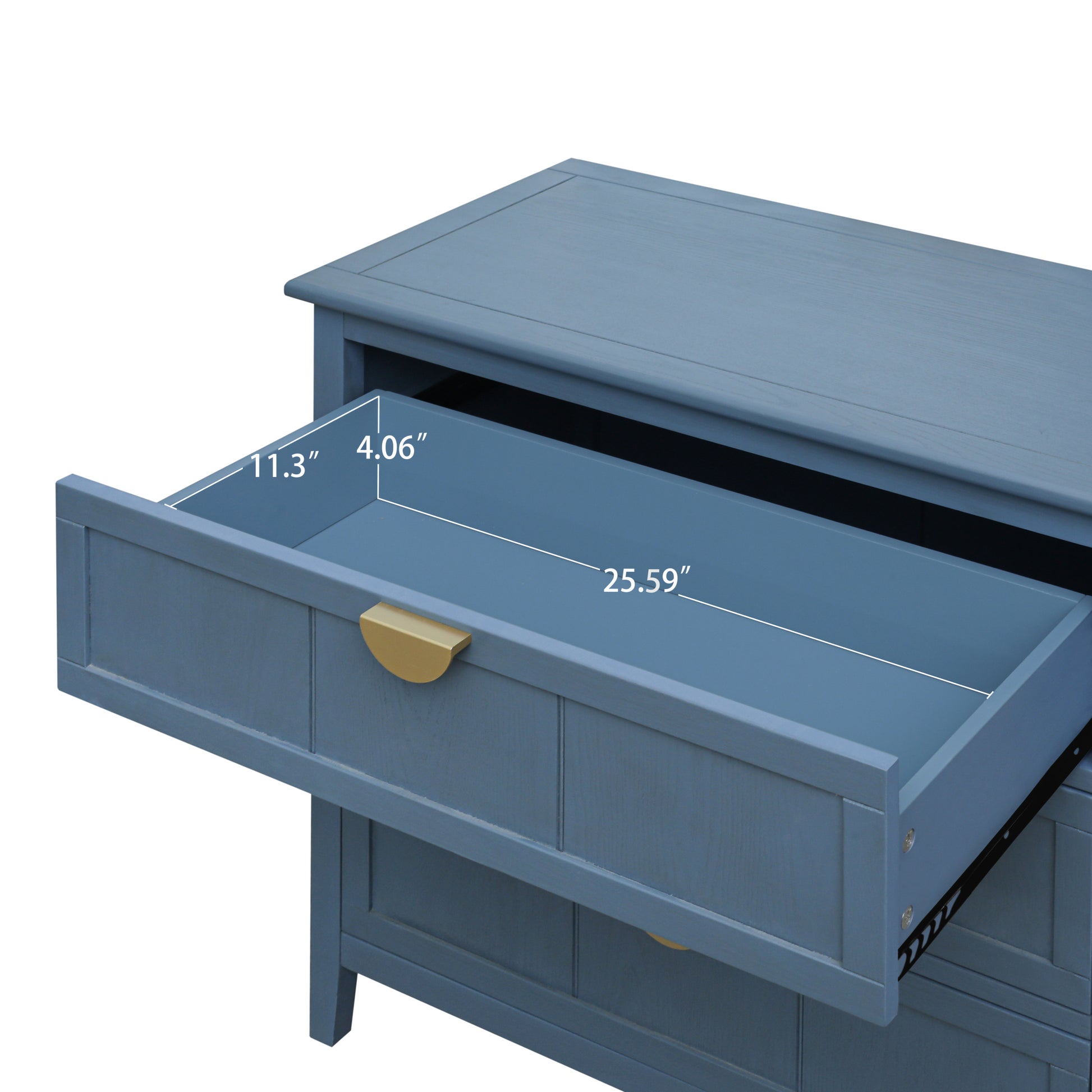 3 Drawer Cabinet, American Furniture,Suitable For Bedroom, Living Room, Study Blue Mdf