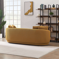 Dylan Modern French Boucle Sofa Dark Yellow Brown Wood Primary Living Space Mid Century Modern Foam Boucle 3 Seat