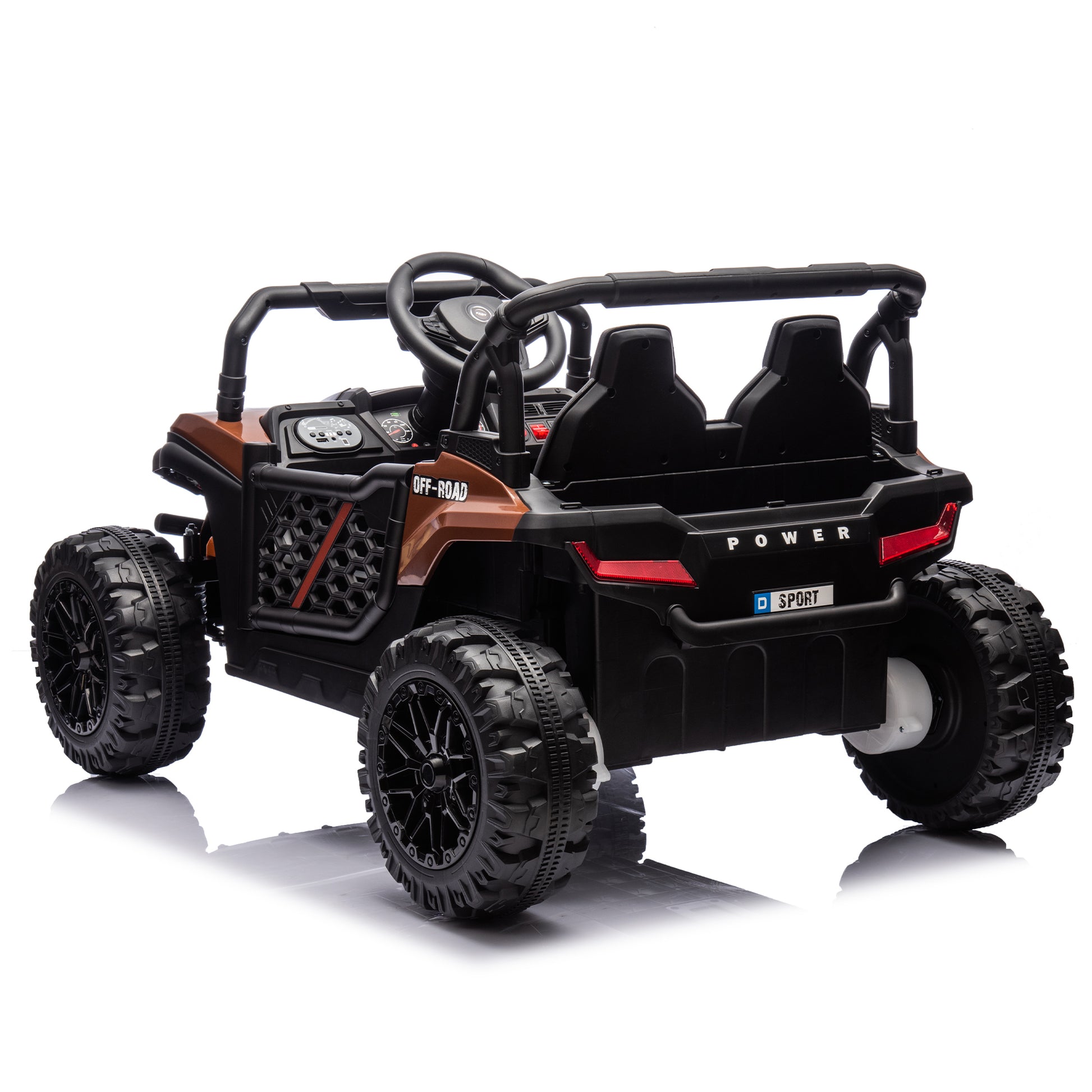 24V Kids Ride On Utv,Electric Toy For Kids W Parents Remote Control,Four Wheel Suspension,Low Start,Adjustable Speed,Multimedia Player,Early Education,Bluetooth,Rear Storage Space For Kids Aged 3 . Brown 50 99 Lbs Polypropylene