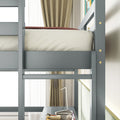 Full Loft Bed With Built In Desk, Ladder Platform, Ladders, Guardrails,Grey Full Grey Bedroom American Design Pine