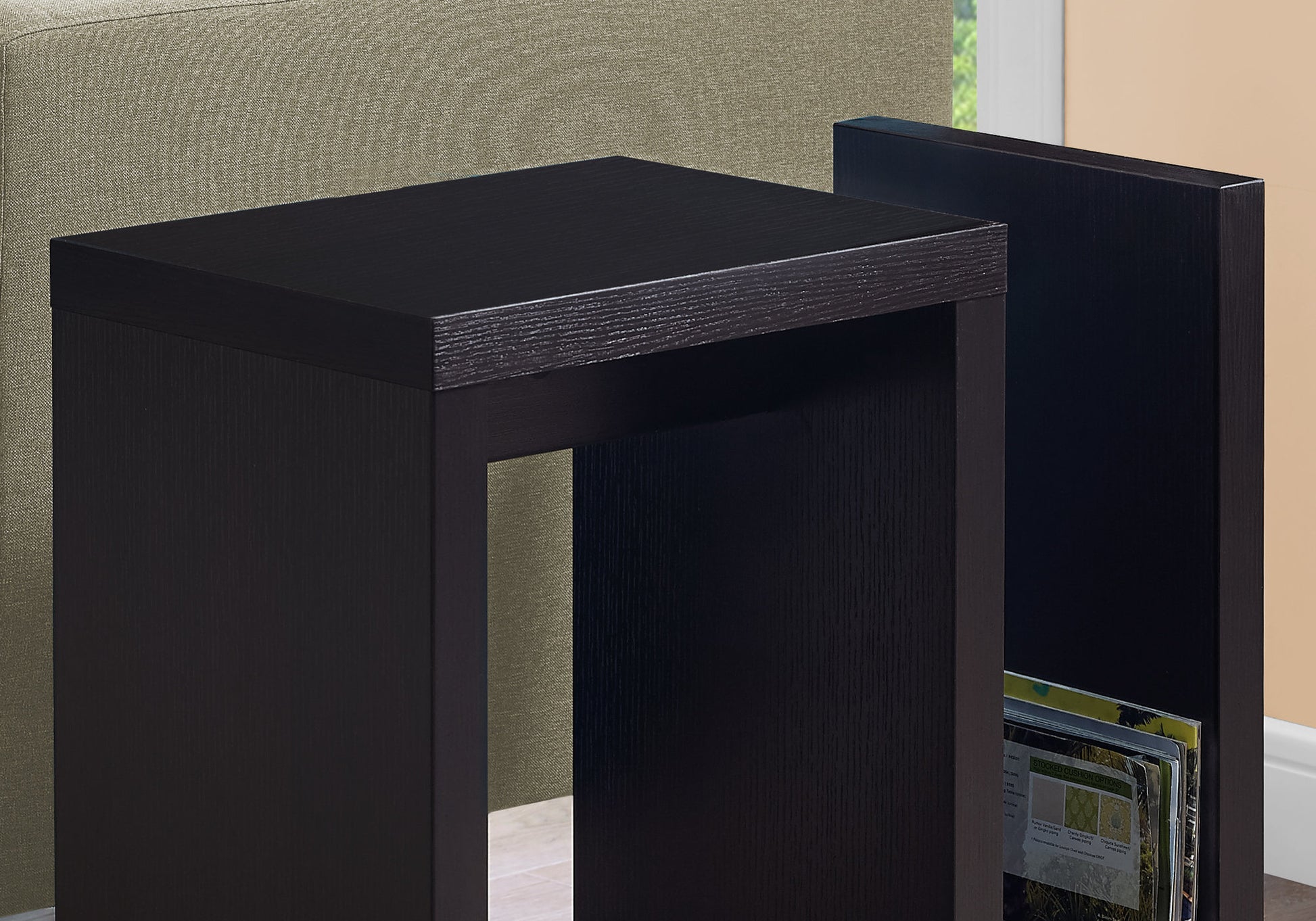 Accent Table, Side, End, Narrow, Small, Living Room, Bedroom, Brown Laminate, Contemporary, Modern Brown Particle Board