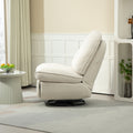 360 Swivel Recliner Adjustable Chair Chenille Glider Swivel Reclining Sofa Chair With Black Metal Round Base Beige Beige Foam Upholstered