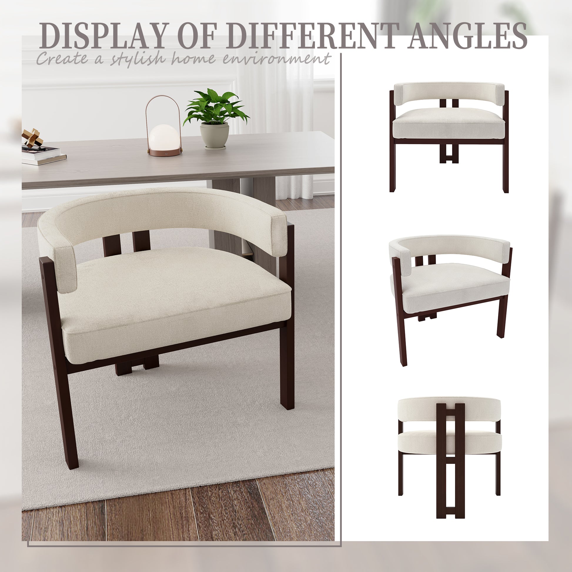 Coolmore Modern Accent Chair Teddy Upholstered Armchair With Open Back 3 Legs Barrel Dining Chair Comfy Side Chair For Living Room Bedroom Dining Room Set Of 2 Beige Beige Primary Living Space Foam