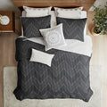 3 Piece Embroidered Cotton Quilt Set Black Full Queen Queen Black Cotton