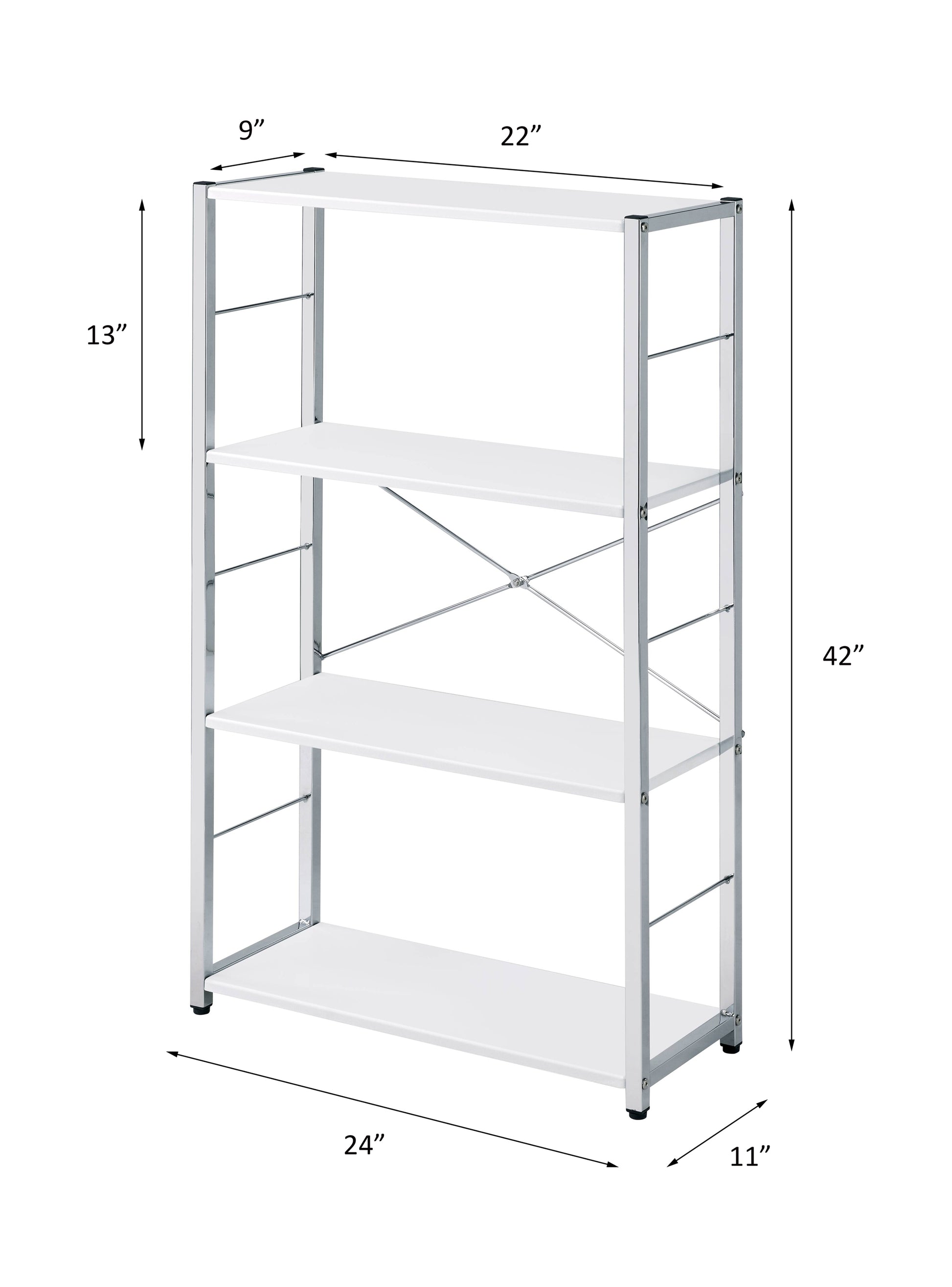 Tennos White & Chrome Finish Bookshelf White Metal,Synthetic Wood