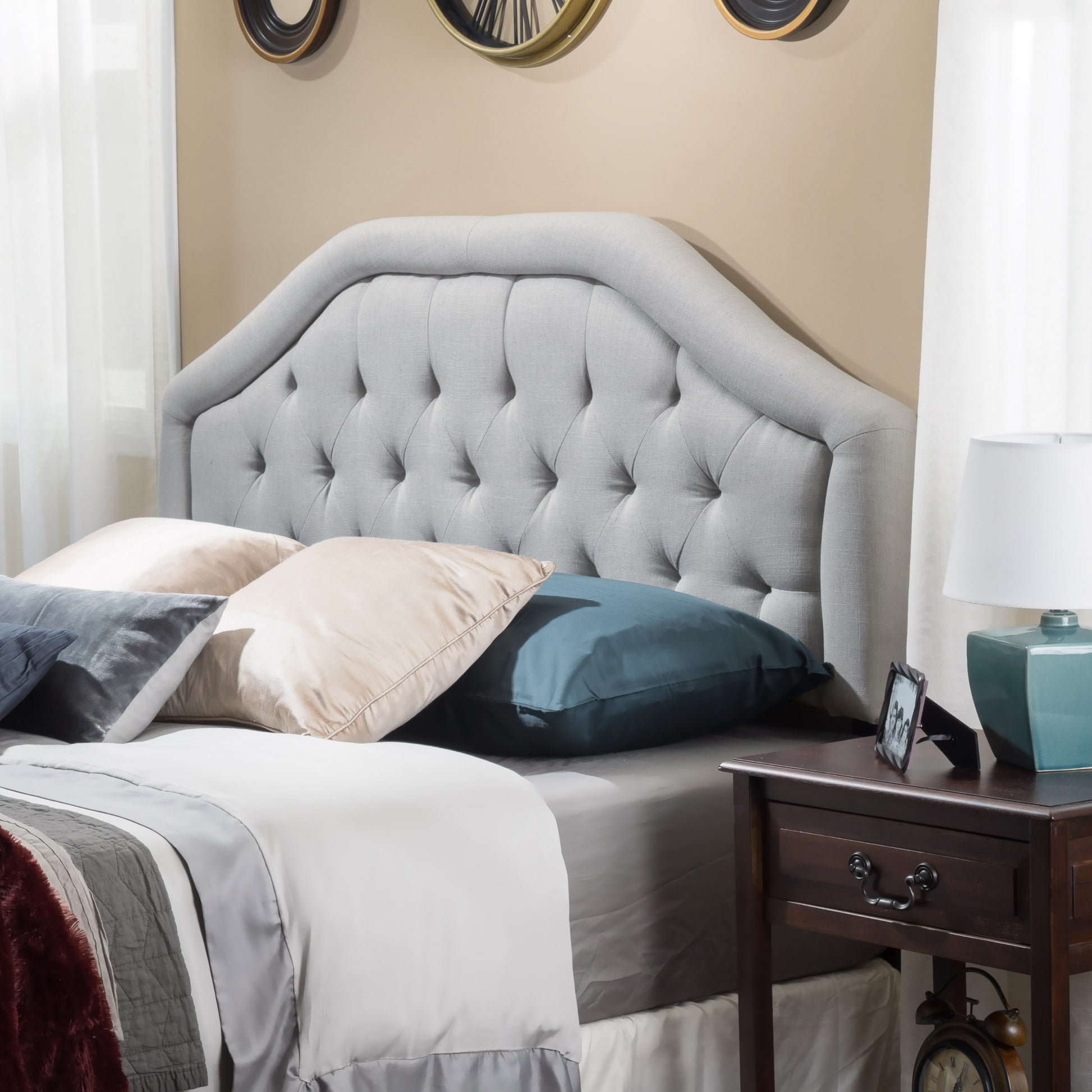 Earlton Headboard Full Light Grey Fabric