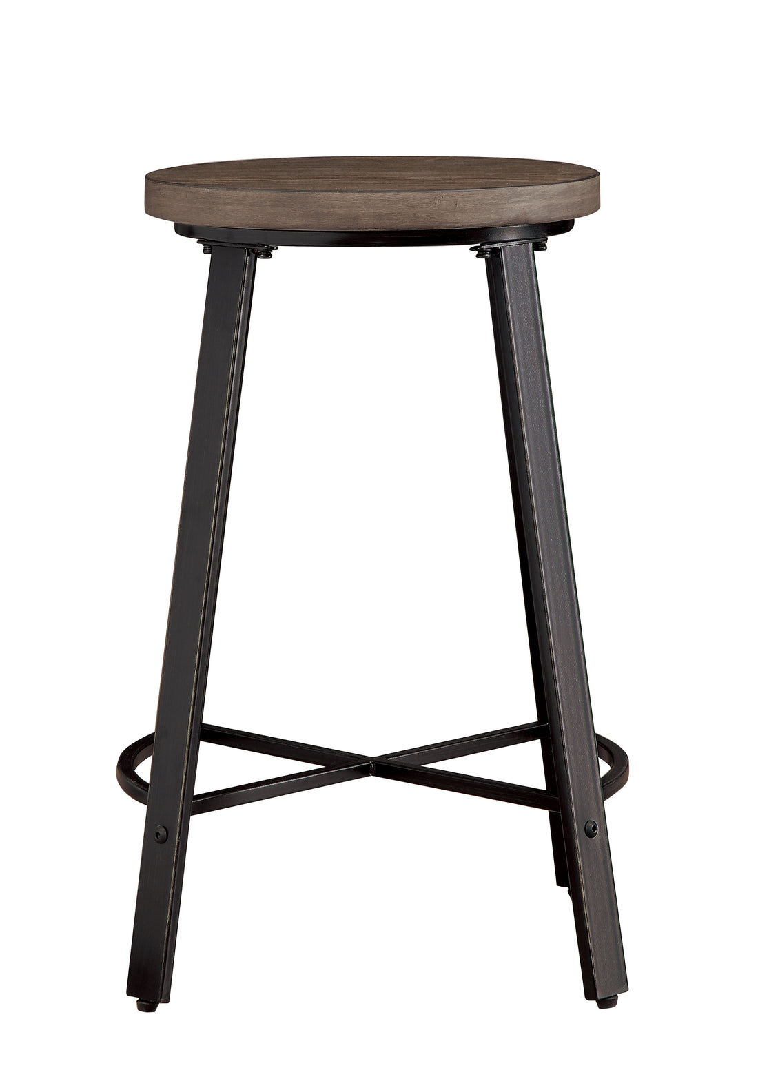 Set Of 2 Counter Height Stools Gray Metal Finish Rustic Industrial Style Furniture Brown,Gray Dining Room Industrial,Rustic Metal
