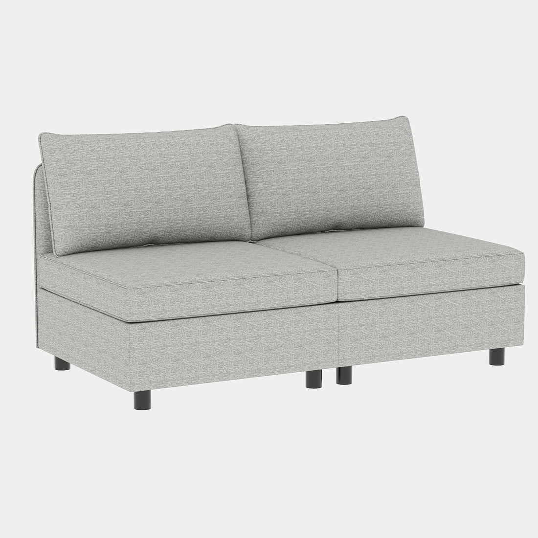 Armless Seat For Modular Sectional Sofa, Convertible Sofa Seat With Storage, Sleeper Sectional Sofa Set, Fabric Flexible Modular Combinations For Living Room 2Pcs Grey Fabric 2 Seat