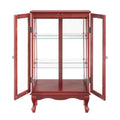 2 Doors Curio Cabinet With Tempered Glass Doors, Curio Cabinets With Mirrored Back Panel And Adjustable Shelves, Lighted Display Cabinet For Home, Office Light Bulb Included Cherry Cherry Mdf Glass