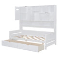 Twin Size Wooden Daybed With 2 Drawers, And All In One Cabinet And Shelf, White Twin White Wood