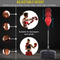 Soozier Free Standing Punching Bag With Stand And Boxing Gs, Height Adjustable Boxing Bag Set, For Training, Exercise, Fitness & Stress Relief Red Red Steel