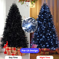 9Ft Pre Lit Black Christmas Tree, Full Halloween Xmas Artificial Tree 3176 Branch Tips, 750 Lights, Metal Hinges, Foldable Base, Holiday Decoration Black Black Polyethylene