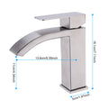 Waterfall Spout Bathroom Sink Single Handle Faucet With Pop Up Drain With Overflow Brushed Nickel Stainless Steel