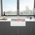 White Farmhouse Sink Workstation 33 Inch White Ceramic Double Bowl Farm Kitchen Sink White Ceramic