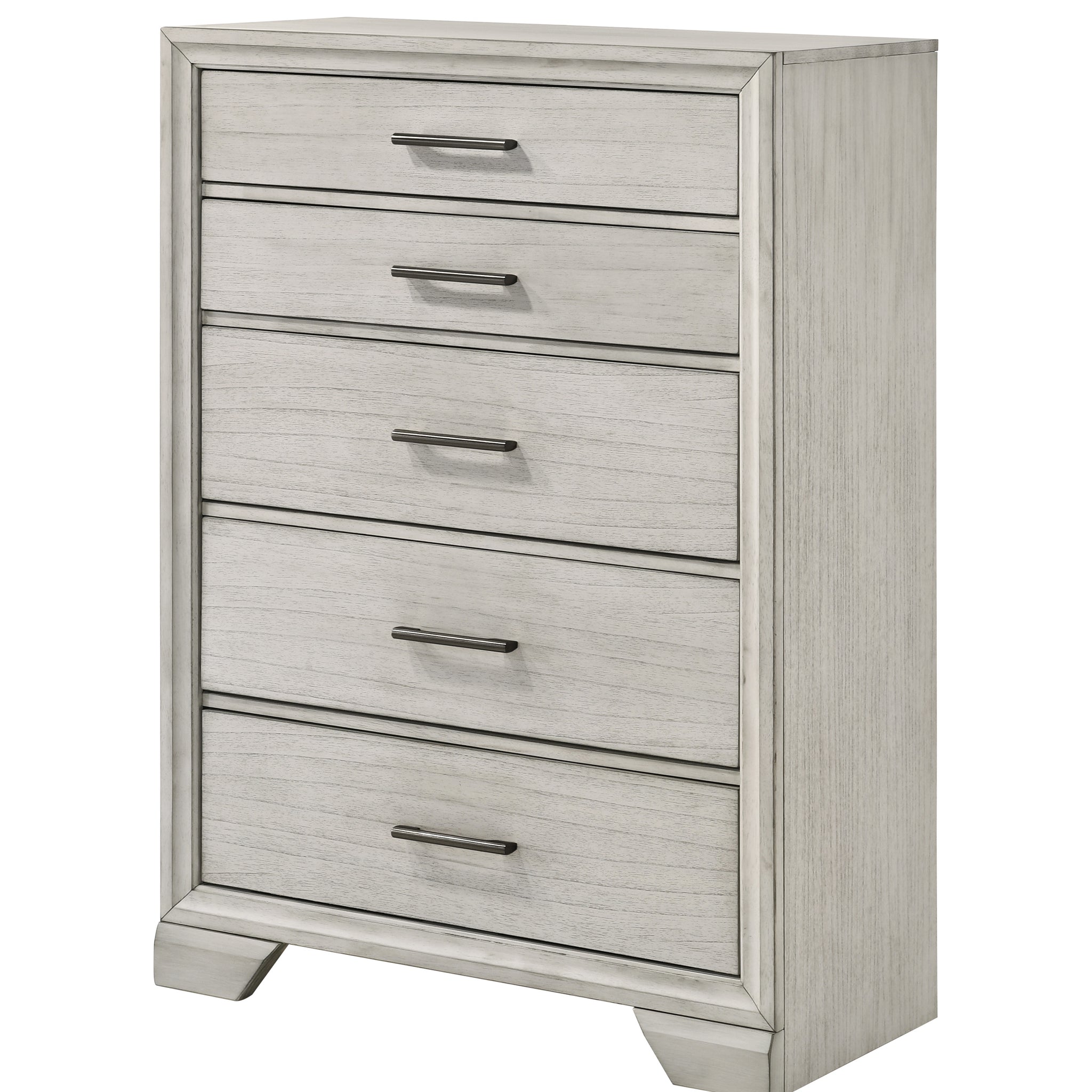 1Pc Contemporary Style Storage Drawers Chest Bedroom Solid Wood Wooden Furniture White Mist Finish Antique White Bedroom Contemporary Solid Wood