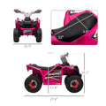 Aosom Kids Atv Quad Car, 6V Four Wheeler For Kids With Forward Backward Function, Wear Resistant Wheels For Toddlers Ages 18 36 Months, Pink Pink Iron Plastic