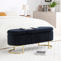 Storage Bench Bedroom Bench, Velvet Oval Upholstered End Of Bed Bench With Golden Metal Legs,50