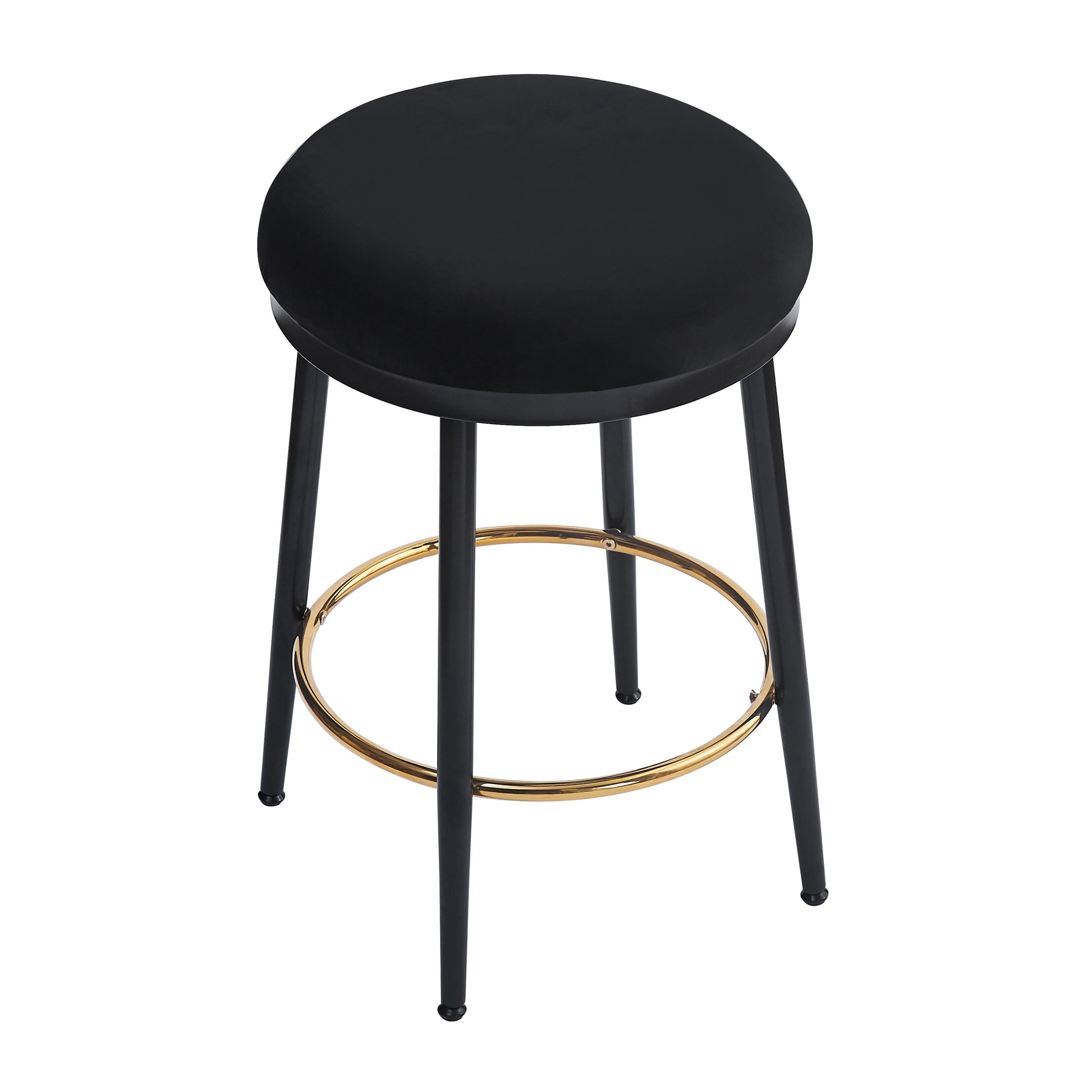 24.75'' Modern Counter Stools Set Of 2,Black Counter Stools With Iron Frame,Sponge Cushion,Footrest,Suitable For Kitchen Bedroom Dining Room Iron Black Kitchen Sponge Round Modern Set Of 2 Fiber