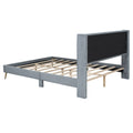 Queen Size Corduroy Platform Bed With Metal Legs, Gray Old Sku:Wf300238Aae Queen Gray Corduroy